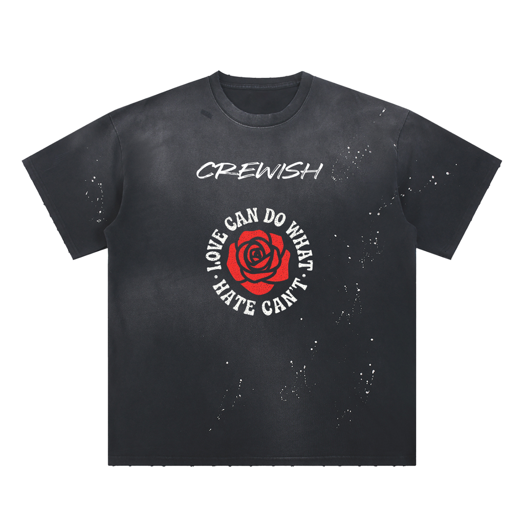 Hand-Frayed Sunfade Paint Splatter T-Shirt